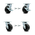 Service Caster 5 Inch Polyolefin Caster Set with Ball Bearings 4 Swivel Lock 2 Brake SCC SCC-30CS520-POB-TLB-BSL-2-BSL-2